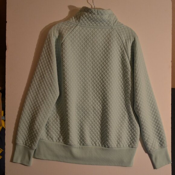 GreenTea Pull-on Turtle-Neck Lapsed Edges Lace Light Green Waffle Ribs Texture M - Picture 2 of 6